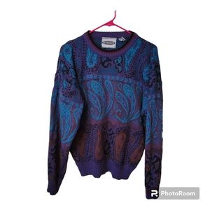 Explosive Saturdays Styling Sweater Mens Large Blue Purple Long Sleeve Sweater